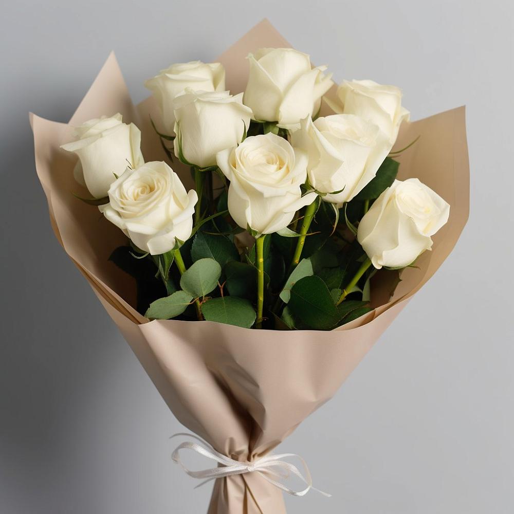 Букет 9 Белых роз Эдлесс Лав в Остров