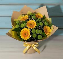 Букет цветов из:  Герберы и Хризантемы в Остров