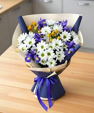Букет цветов из:  Розы, Ирисы и Хризантемы #REPLACE_PRED# Остров