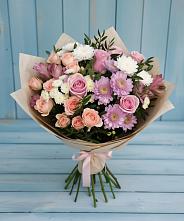 Букет цветов из:  Хризантемы, Розы и Альстромерии в Остров