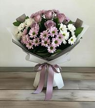 Букет цветов из:  Хризантемы и Розы #REPLACE_PRED# Остров